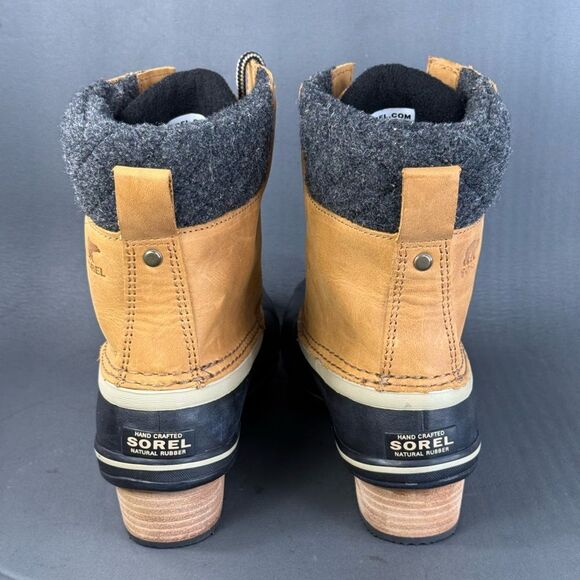 Sorel Womens Elk Tan Leather Slimpack II Lace Up Waterproof Boots size 8.5 - Picture 4 of 9